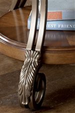 Burnished Wood Shelves and Detailed Metal Legs