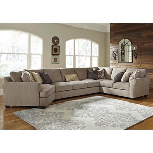 Benchcraft Pantomine 4-Piece Sectional w/ Cuddler & Arrnless Sofa