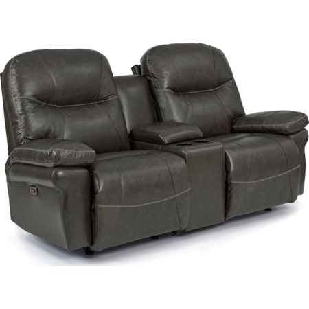 Leather Console Rocking Reclining Loveseat