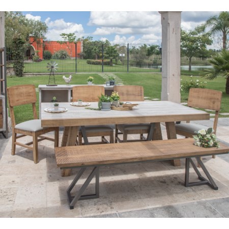 6-Piece Dining Table Set with Bench