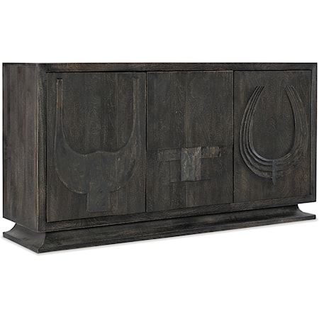 3-Door Credenza with Tribal Motif